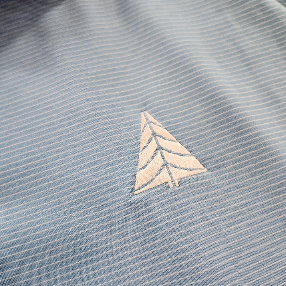 Peter Millar Summer Comfort Men's Blue White Golf Polo Shirt Pine Tree Logo XL - Picture 4 of 5